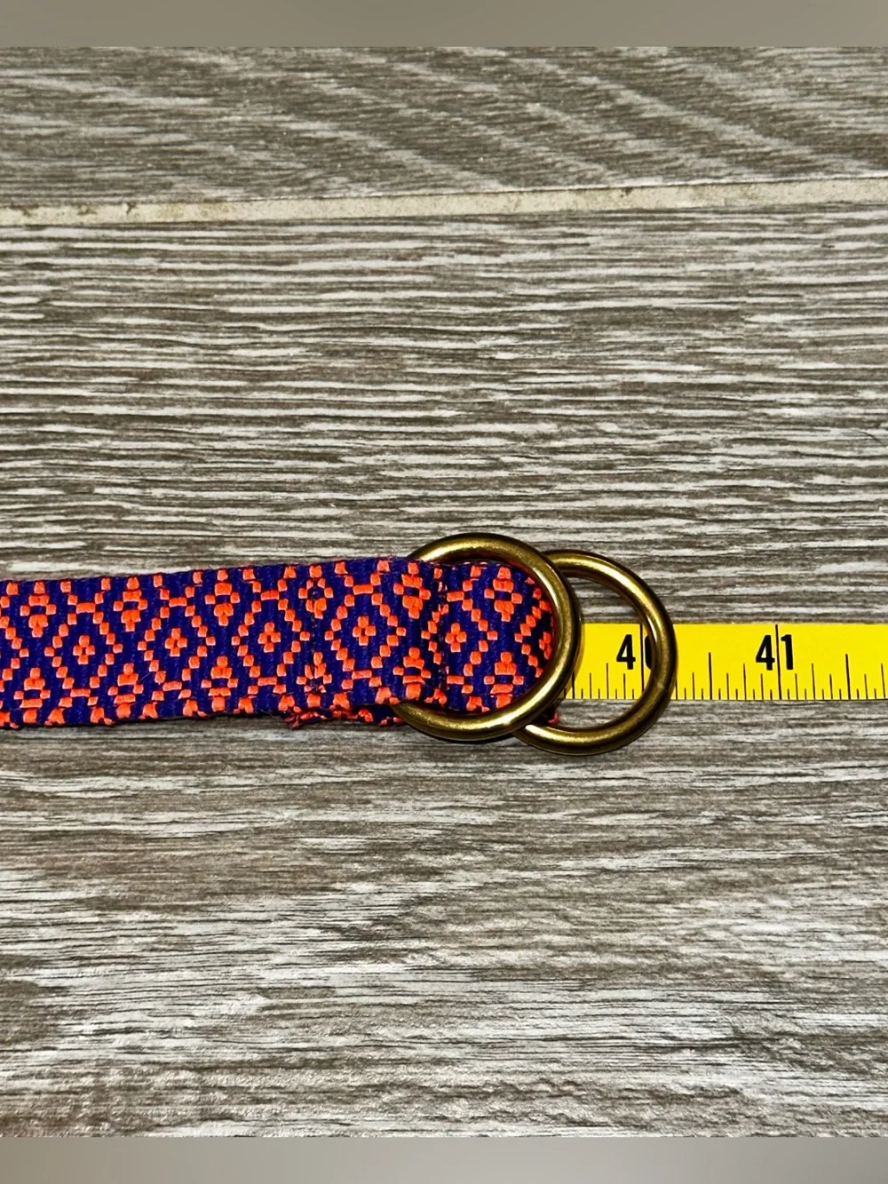 J. CREW Woven D-Ring Belt Women’s S/M Orange Navy Pattern Preppy Colorful Chic - Picture 5 of 7